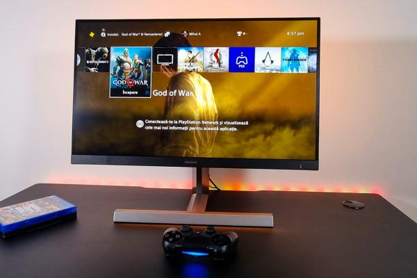 Prezentare Philips Momentum 278M1; Monitor 4K cu Ambiglow pentru gaming la un alt nivel
