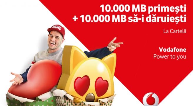 <b>Vodafone România oferă bonusuri de 10.000 MB de date atât utilizatorilor pre-pay, cât și prietenilor lor; iată detalii despre campanie!</b>Descoperim astăzi faptul că cei de la Vodafone România tocmai ce au dat startul unei noi campanii promoționale prin care utilizatorii de cartele pre-pay beneficiază de 10.000 MB internet, dar și de alți 10.000 MB pe care îi pot dărui unei persoane dragi