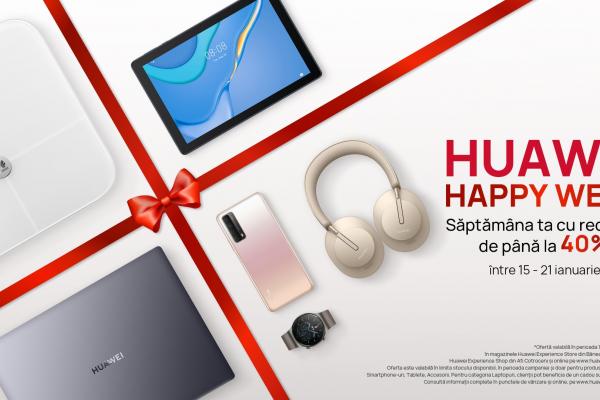 Huawei vine cu reduceri la telefoane, tablete și gadget-uri în perioada 15-21 ianuarie; Iată ce ne rezervă campania Happy Week