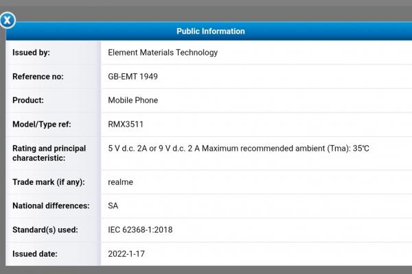 Certificări realme C35