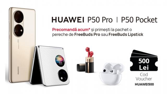 <b>Huawei aduce în România noile telefoane P50 Pro și P50 Pocket, cu extra reducere de 500 lei și căști wireless cadou la precomandă</b>Ziua pe care poate mulți dintre voi o așteptau este aici și ne referim desigur la debutul telefoanelor Huawei P50 Pro și Huawei P50 Pocket pe cale oficială în România, terminale cu procesoare Snapdragon 888 4G la bord și module circulare 