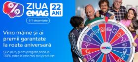 eMAG împlinește 22 de ani și introduce „Roata Cadourilor”; Putem câștiga premii garantate în perioada 5-7 decembrie