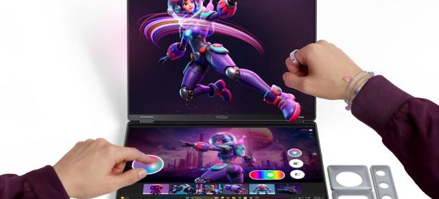 Lenovo Yoga Book Pro 3D prezentat la MWC 2026; Stație mobilă pentru artă 3D, cu ecrane Tandem OLED