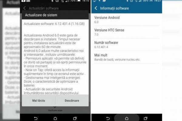 HTC One M8 a început să primească actualizarea la Android 6.0 Marshmallow şi în România; Avem confirmarea!