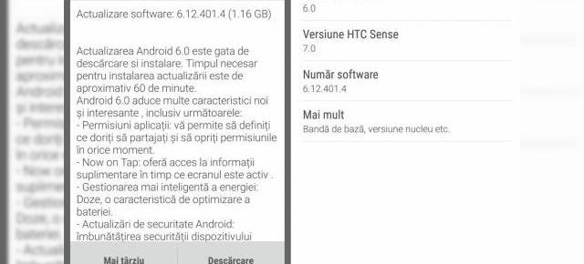 HTC One M8 a început să primească actualizarea la Android 6.0 Marshmallow şi în România; Avem confirmarea!