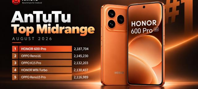 HONOR 600 Pro rămâne lider în AnTuTu midrange, dar OPPO ocupă jumătate din top 10