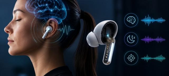 Neurable și NextSense pun electrozi EEG direct în căști; Următorul front nu e sunetul, ci datele despre creier