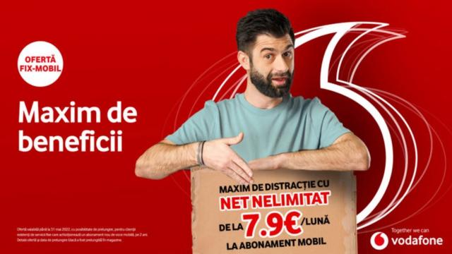 <b>Vodafone România prezintă oferta de Paşte: plăteşti 3.95 euro pe lună şi ai NET de 1 Gbps, Vodafone TV, 4K, Sport</b>Vodafone România dezvăluie astăzi oferta sa specială de Paşte, pregătindu-ne pentru perioada de sărbători ce începe săptămâna viitoare. Astfel, de la 7.9 euro pe lună clienţii vor primi pachetul Vodafone Maxim cu NET maxim. Avem detalii mai jos
