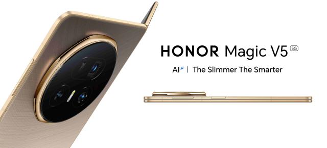 Cel mai subțire pliabil lansat până acum, HONOR Magic V5 are doar 8,8 mm grosime; Include baterie silicon-carbon de 6100mAh și funcții AI integrate în MagicOS