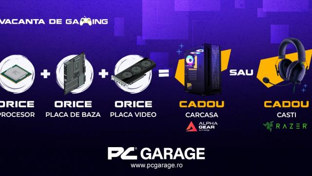 <b>PC Garage vine cu o ofertă de vară pentru gameri! Căști Razer sau carcasă RGB pentru cei ce își cumpără un PC de gaming nou</b>PC Garage continuă inițiativa „Te echipăm gratuit” cu o ofertă valabilă între 30 iunie și 13 iulie 2025. Clienții care cumpără un procesor, o placă de bază și o placă video, în valoare de minimum 2.500 lei, pot alege între două produse oferite cadou