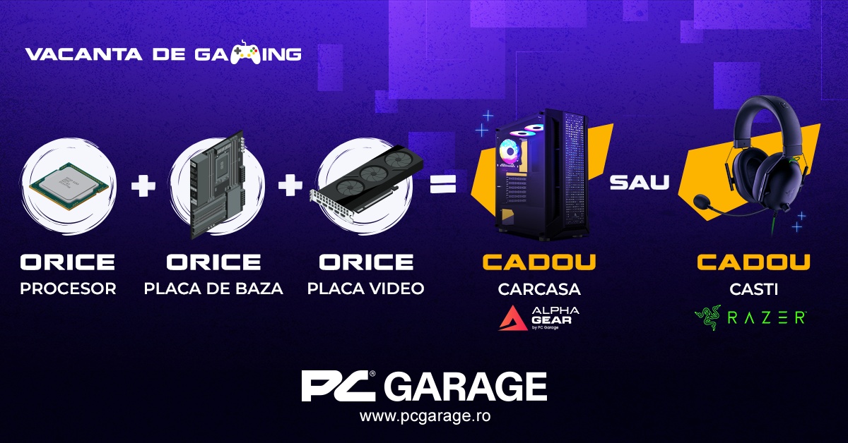 PC Garage vine cu o ofertă de vară pentru gameri! Căști Razer sau carcasă RGB pentru cei ce își cumpără un PC de gaming nou