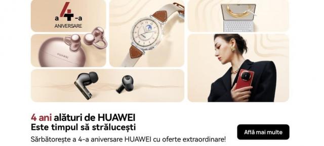 La aniversarea de 4 ani, HUAWEI Store vine cu promoții fabuloase pentru clienții săi! Extra reduceri, garanție extinsă, cadouri! 