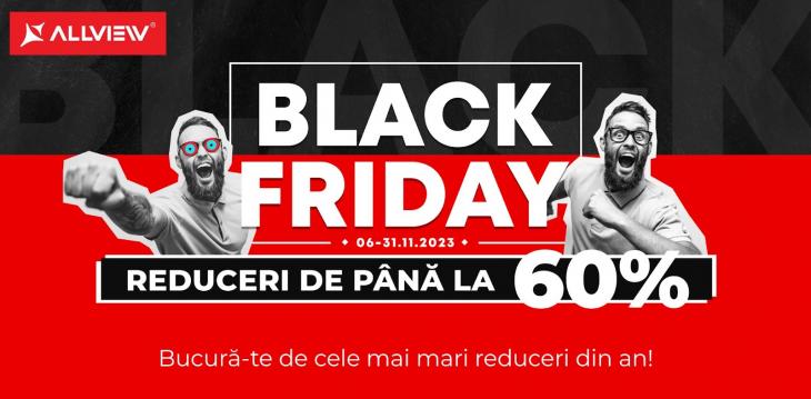 <b>Allview porneşte propriul Black Friday 2023, cu reduceri de până la 60%</b>Allview a dat startul astăzi, pe 6 noiembrie campaniei proprii Black Friday 2023, care aduce reduceri de până la 60%. Este şi un stoc promo de peste 15.000 de unităţi în toate categoriile de produse. E vorba despre televizoare, telefoane