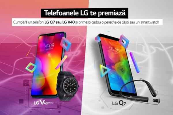 Cumpără un LG Q7 sau LG V40 de la Orange până pe 4 aprilie și poți primi o pereche de căști sau un smartwatch cadou!