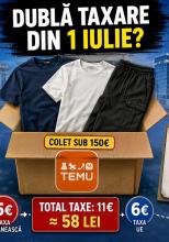 Cât vei plăti de la 1 iulie pe un colet cu două tricouri și o pereche de pantaloni, comandate din China? Avem taxă la taxă, servită de UE
