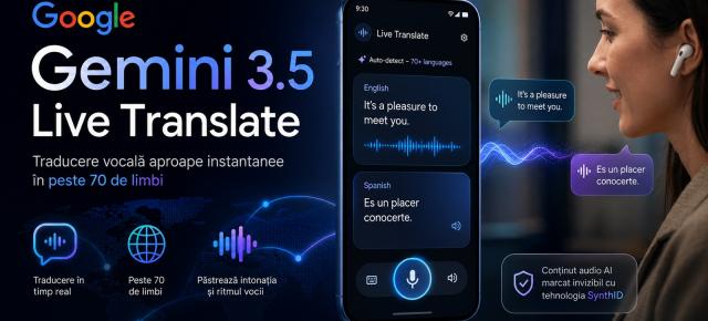 Google prezintă Gemini 3.5 Live Translate: Opțiune AI pentru traducere vocală aproape instantanee în peste 70 de limbi (Video)