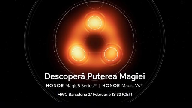 <b>MWC 2023: Iată cum poți urmări evenimentul Honor de azi, 27 februarie, de la ora 14:30 (ora României), cu seria flagship Magic5 și pliabilul Magic Vs ca noutăți</b>Multe companii vor fi prezente în cadrul târgului tehnologic MWC 2023 în acest an. Va fi aici și HONOR, iar producătorul pregătește lansarea unor flagship-uri de excepție pe 27 februarie. Se pare că vor sosi terminale de top din lineup-ul HONOR Magic5, da