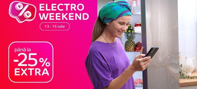 Electro Weekend revine la eMAG! Smartphone-uri, laptopuri, televizoare, electrocasnice, toate cu până la 25% extra discount în perioada 13-15 iulie