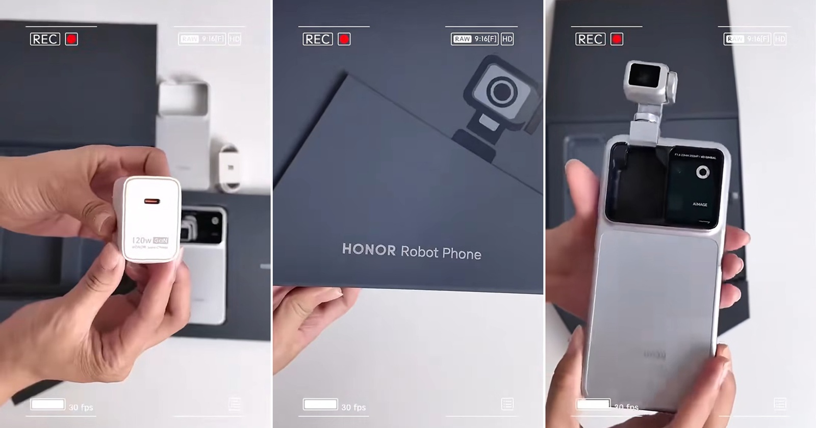 Honor Robot Phone apare într-un clip de unboxing înainte de lansare; Camera pe braț robotic se deschide în doar 0.8 secunde!