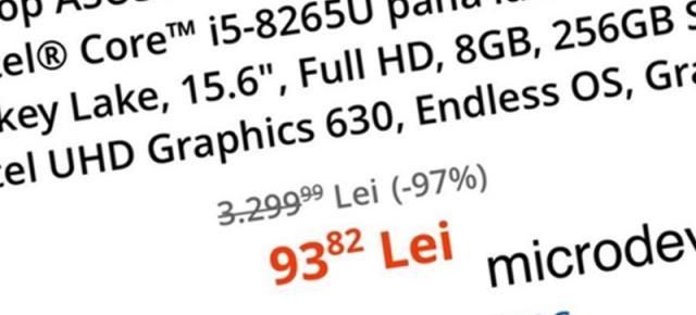 eMAG a greșit din nou prețurile și va livra; Laptop-uri cu reduceri de până la 97%, inclusiv modele de gaming