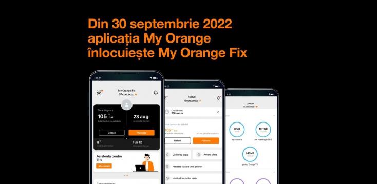 <b>Din 30 septembrie 2022, poți accesa serviciile Orange sau Orange România Communications dintr-o singură aplicație mobilă: My Orange</b>Aşa cum probabil ştiţi deja Orange România a finalizat în această primăvară tranziţia Orange România Communications (fosta latură de Internet fix Telekom Romania Communications) spre brandul Orange şi aşa s-a consolidat oferta comună