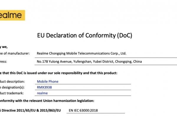 Certificări Realme Note 60x