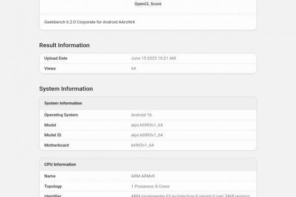 MediaTek Dimensity 9500 - Listare GeekBench