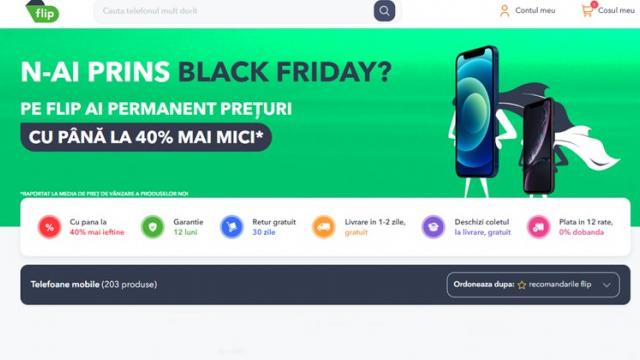 <b>N-ai prins BLACK FRIDAY pe Flip.ro? Ofertele continuă, cu reduceri de până la 40% și 50 lei extra reducere folosind codul MBL50</b>După cum bine știi, cei de la Flip.ro au organizat propria campanie de Black Friday 2022, cu telefoane ce au pornit de la 99 lei și alte produse tentante. Dacă nu ai prins ofertele BF, astăzi retailerul revine cu o campanie proaspătă în care discount-uri