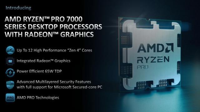 <b>AMD anunță seria de CPU-uri Ryzen Pro 7000, pentru PC-uri și laptopuri business, orientate spre productivitate</b>AMD tocmai a anunțat seria de cipseturi Ryzen Pro 7000. Modelele din acest lineup sunt concepute pentru PC-uri și laptopuri business, orientate spre muncă de tip office și productivitate. Noua serie sosește la mai puțin de un an de la debutul seriei