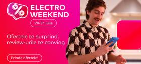 Electro Weekend by eMAG în perioada 29-31 iulie: Smartphone-uri Samsung, Motorola și Huawei, smart TV-uri, laptopuri, electrocasnice mari și mici cu extra-discount; Ce avem în ofertă?