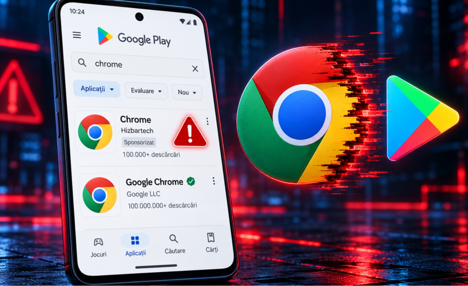 Un Chrome fals a ajuns în Google Play și a fost promovat deasupra browserului original