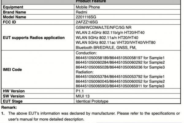 POCO X4 NFC, Redmi Note 11T Pro - FCC