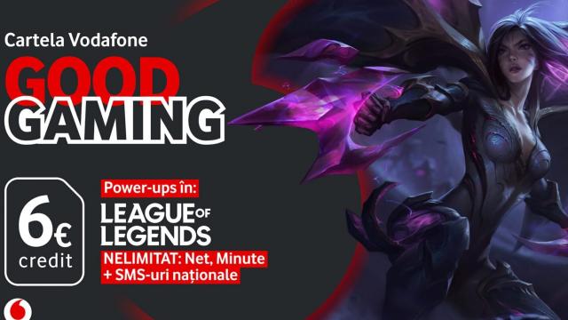 <b>Vodafone România lansează o cartelă de gaming, cu beneficii în League of Legends: Cartela GoodGaming</b>Auzisem ceva zvonuri şi se pare că sunt reale: Vodafone România tocmai a lansat o cartelă... pentru gameri. Se numeşte Cartela Goodgaming şi vine cu Internet Nelimitat, dar şi beneficii în League of Legends. Acest produs este destinat gamerilor