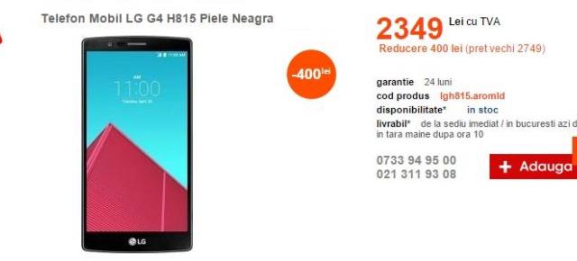 LG G4 în varianta cu spate din piele costă 2.349 lei la Cel.ro; iată și alte reduceri