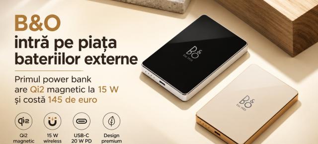 Bang & Olufsen intră pe piața bateriilor externe - primul power bank are Qi2 magnetic la 15 W și costă 145 de euro
