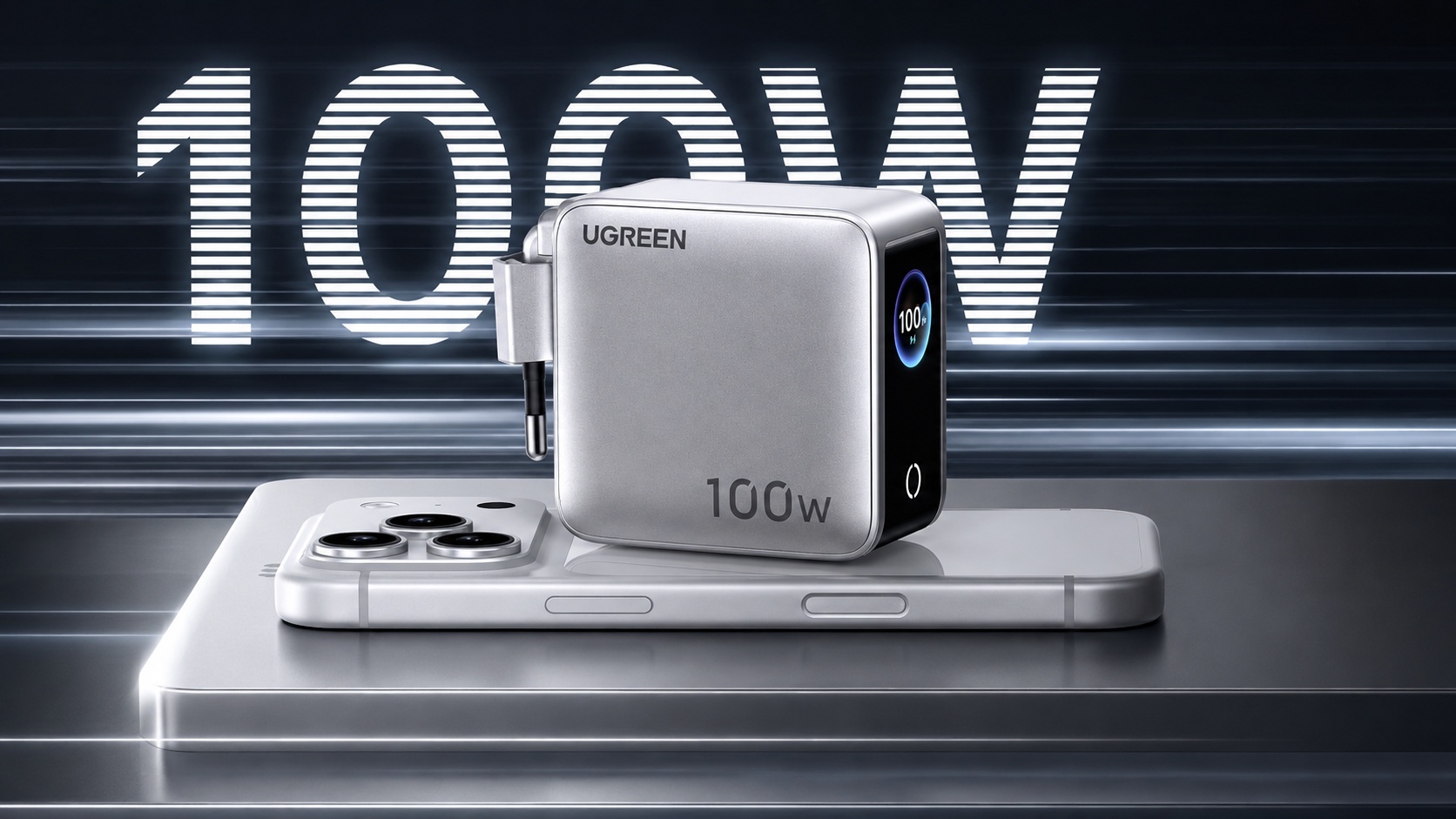 UGREEN Nexode Pro 100W ajunge în Europa cu display tactil – vezi în timp real câți wați trage fiecare dispozitiv