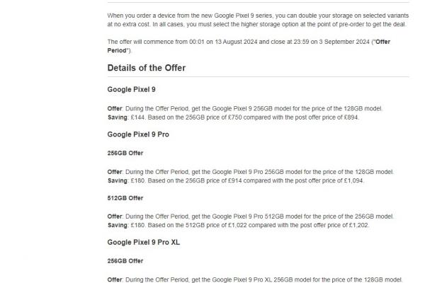 Prețuri Google Pixel 9 - Vodafone UK