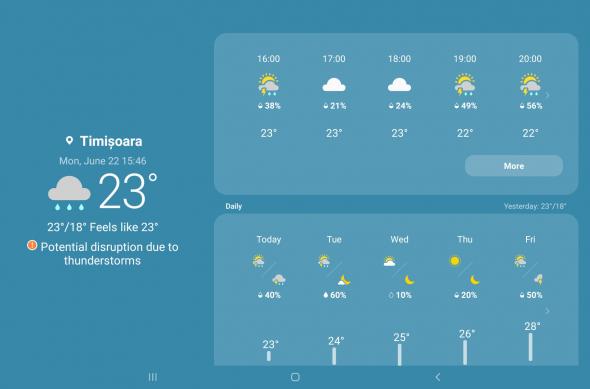 Interfață grafică Samsung Galaxy Tab S6 Lite (capturi de ecran): Screenshot_20200622-154612_Weather.jpg