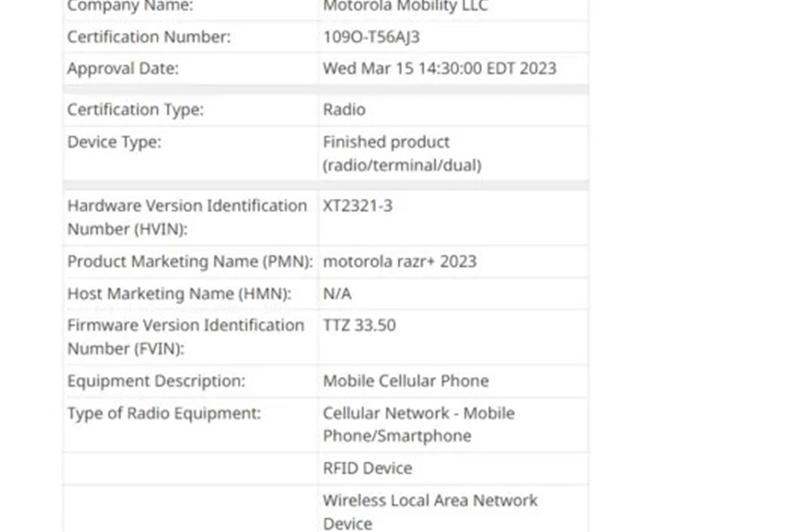 Motorola RAZR 40 Ultra - Certificări: Motorola-Razr-2023-REL-530x420.jpg