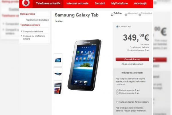 După Orange, și Vodafone România lansează pe piață Samsung Galaxy Tab