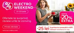 eMAG Electro Weekend vine cu extra reduceri de până la 20% la televizoare, smartphone-uri, gadget-uri și aparate de aer condiționat (21-23 iunie)