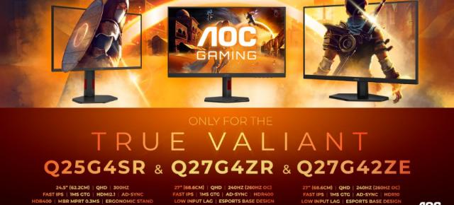 AOC lansează monitoare QHD cu rată de refresh de până la 300 Hz; Q25G4SR și modelele de 27” vin cu prețuri sub 1300 lei