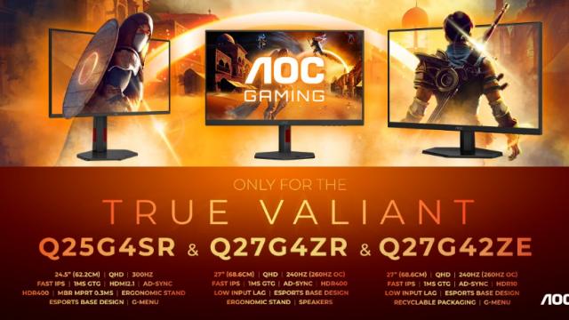 <b>AOC lansează monitoare QHD cu rată de refresh de până la 300 Hz; Q25G4SR și modelele de 27” vin cu prețuri sub 1300 lei</b>AOC vine cu o ofertă interesantă pentru gamerii care caută performanță QHD fără să spargă banca. Noua gamă include trei modele de monitoare de gaming din seria G4 – Q25G4SR, Q27G4ZR și Q27G42ZE – toate cu panouri Fast IPS și rate de refresh competitive..