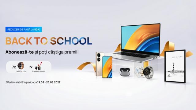 <b>Huawei porneşte campania Back to School 2022: reduceri de până la 50% pentru toţi utilizatorii</b>Huawei Consumer BG a dat startul campaniei Back to School, care le aduce tuturor utilizatorilor noi beneficii şi reduceri de până la 50% începând cu ziua de azi. Astfel, de pe 19 august şi până pe 22 septembrie, fiecare săptămână va aduce noi surprize