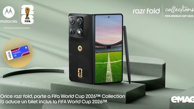 <b>Motorola aduce razr fold în ediție limitată FIFA; telefon pliabil cu bilet inclus la Cupa Mondială 2026</b>Motorola a deschis precomenzile pentru razr fold, primul său pliabil tip „book-style”, iar odată cu lansarea vine și o ediție specială legată de FIFA World Cup 2026. Varianta respectivă este disponibilă exclusiv prin eMAG și vine cu un bonus destul de...