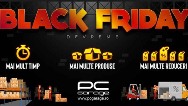 <b>"Black Friday Devreme" începe la PC Garage și avem o primă etape de reduceri din categoriile Laptop, Gaming și Altele</b>Mulți retaileri de pe plan local au decis ca în acest an să dea startul campaniilor de Black Friday mai devreme, iar unul dintre ei este și PC Garage care anunță astăzi startul promoției "Black Friday Devreme"