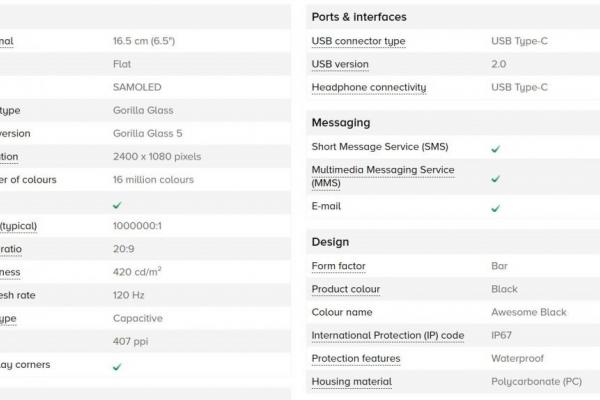 Listă specificații Samsung Galaxy A53
