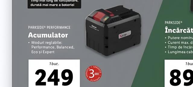 Acumulatorul Parkside Performance 20V / 12Ah a revenit în magazinele LIDL, la doar 249 lei!