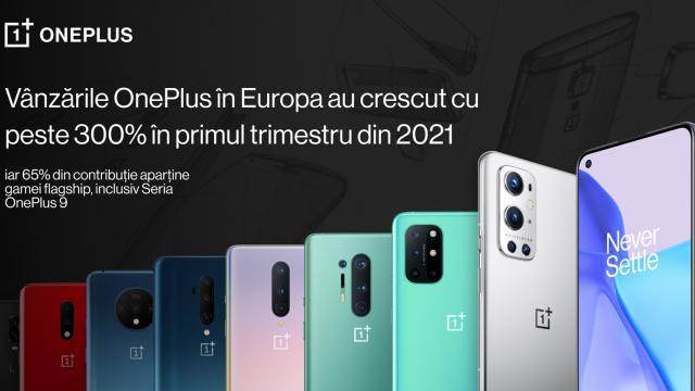 <b>OnePlus a înregistrat o creștere a vânzărilor din Europa de peste 300% în primul trimestru din 2021</b>Compania globală OnePlus a raportat o creștere substanțială a vânzărilor în acest an, de 388% și o creștere a veniturilor de 286% în Europa, comparativ cu primul trimestru din anul 2020. Aflăm că această creștere se datorează în mare parte gamei