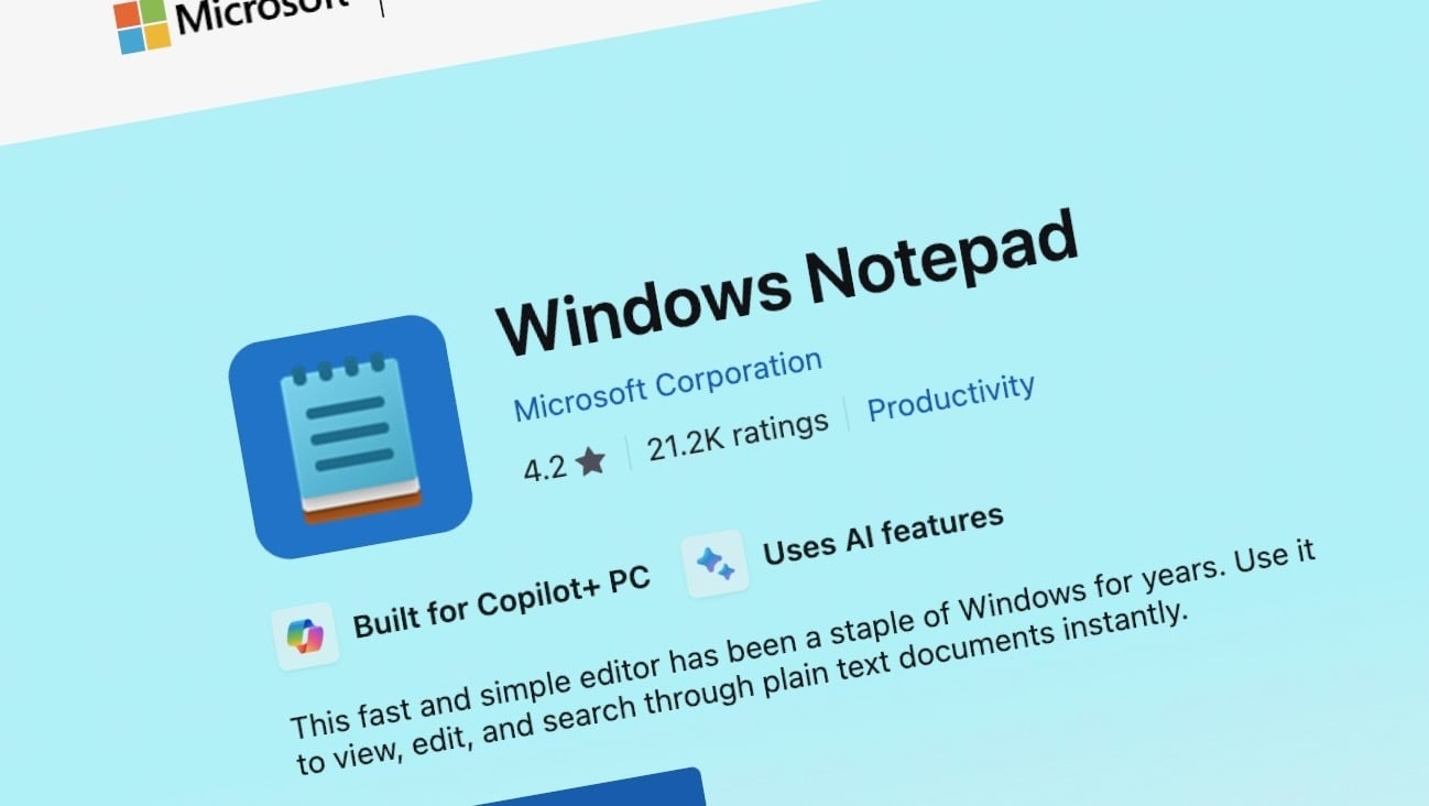 Microsoft a adăugat AI în aplicația Notepad „la pachet” cu o vulnerabilitate software; Problema se rezolvă cu un nou update